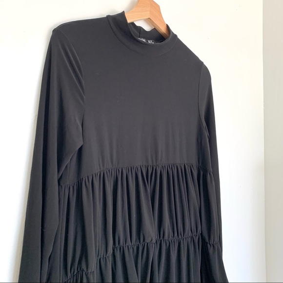 Nasty Gal Tiered Long Sleeve Top Size 6 Black - Picture 2 of 7